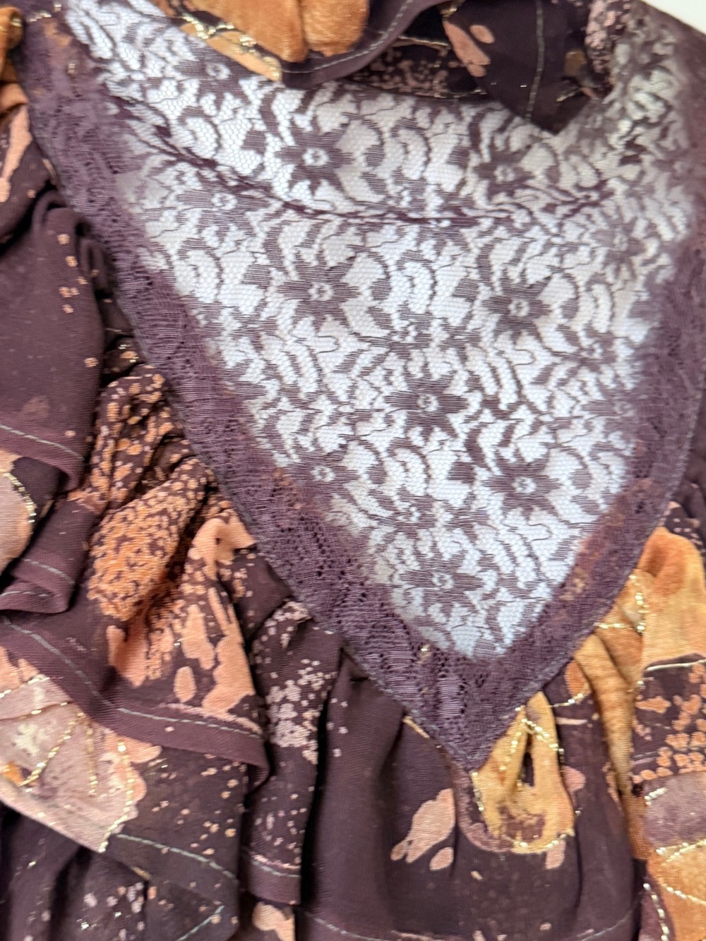 Brown Floral Ruffle Long-Sleeve Maxi Dress - Picture 8 of 14